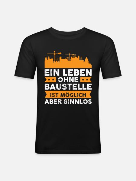 Bauleiter Geschenkidee Baustelle Geschenk - Männer Slim Fit T-Shirt - Schwarz