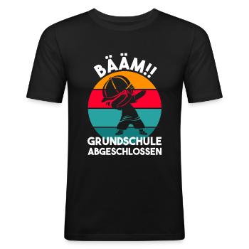 Bääm Grundschule Abgeschlossen Grundschulabschluss - Männer Slim Fit T-Shirt - Schwarz - Vorne - Nik (191cm)