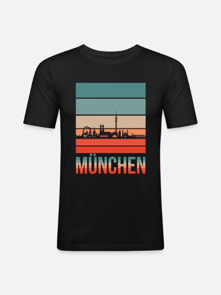 München - Männer Slim Fit T-Shirt - Schwarz