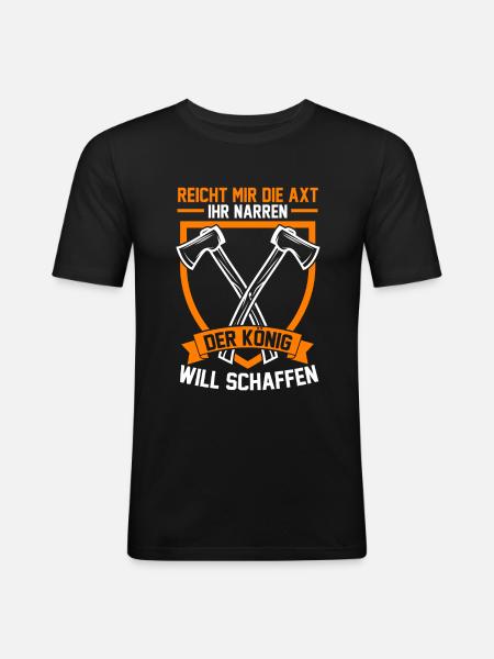 Holzfäller Axt Baumfäller Holzarbeiter - Männer Slim Fit T-Shirt - Schwarz