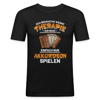 Ziehharmonika Akkordeon - Männer Slim Fit T-Shirt - Schwarz - Vorne - Nik (191cm)