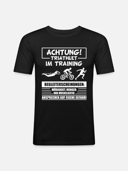 Triathlon - Männer Slim Fit T-Shirt - Schwarz