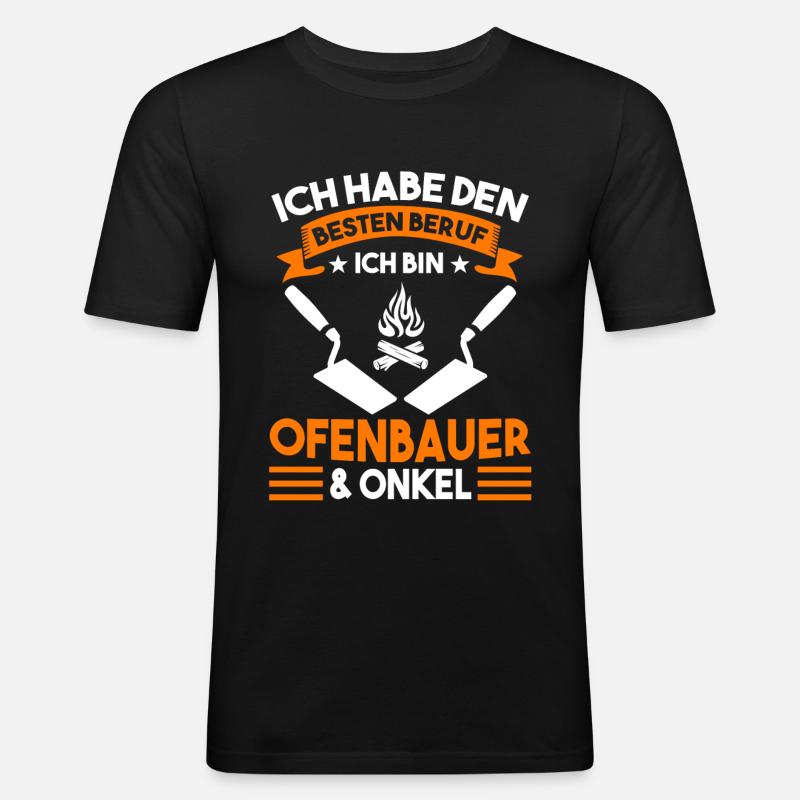 Ofenbauer Onkel Kaminbauer - Männer Slim Fit T-Shirt - Schwarz