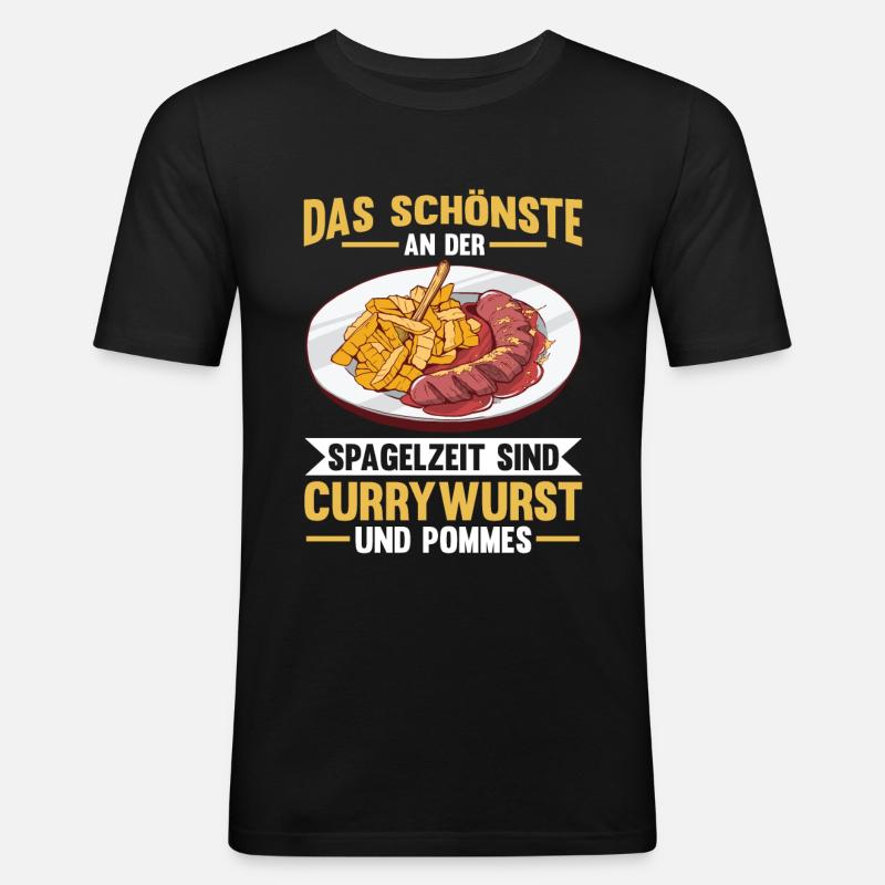 Currywurst - Männer Slim Fit T-Shirt - Schwarz