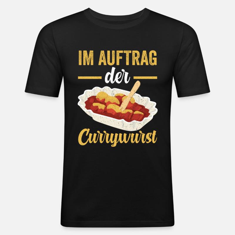 Im Auftrag der Currywurst - Männer Slim Fit T-Shirt - Schwarz