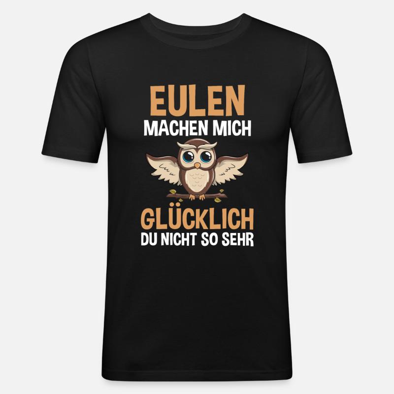 Eule Wald Eulen - Männer Slim Fit T-Shirt - Schwarz