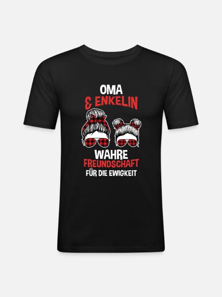 Oma und Enkelin - Männer Slim Fit T-Shirt - Schwarz