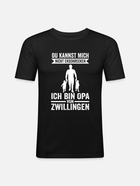 Opa von Zwillingen - Männer Slim Fit T-Shirt - Schwarz