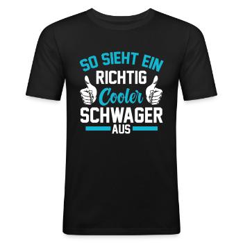 Cooler Schwager - Männer Slim Fit T-Shirt - Schwarz - Vorne - Nik (191cm)