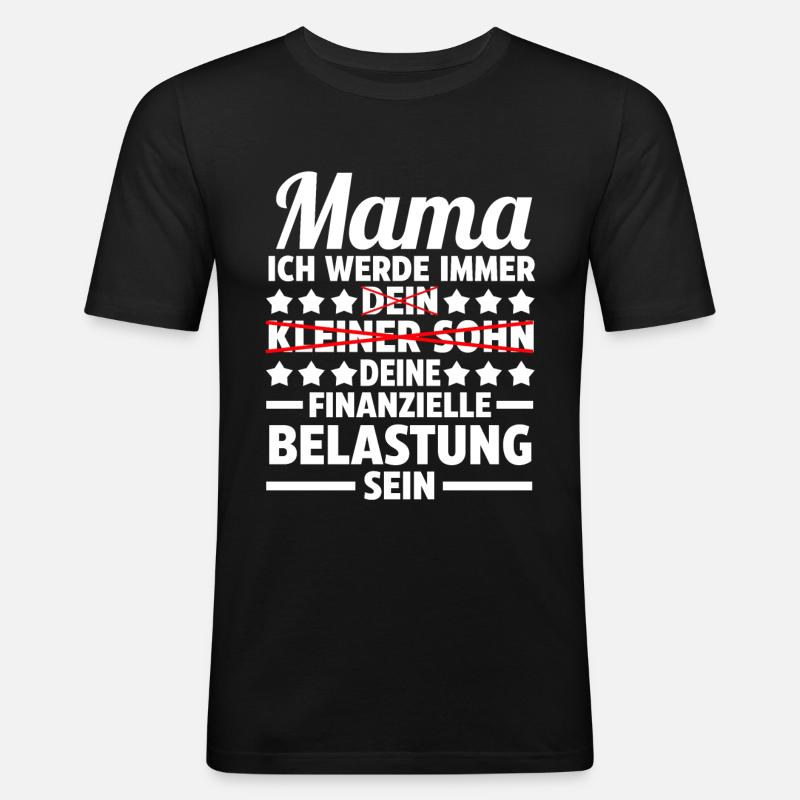 Mama Mutter Sohn - Männer Slim Fit T-Shirt - Schwarz