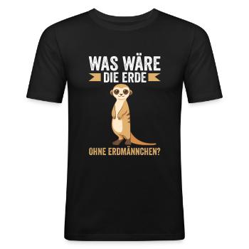 Umweltschutz Erdmännchen Erdmännchen - Männer Slim Fit T-Shirt - Schwarz - Vorne - Nik (191cm)