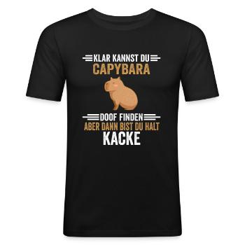 Capybara Zootier - Männer Slim Fit T-Shirt - Schwarz - Vorne - Nik (191cm)
