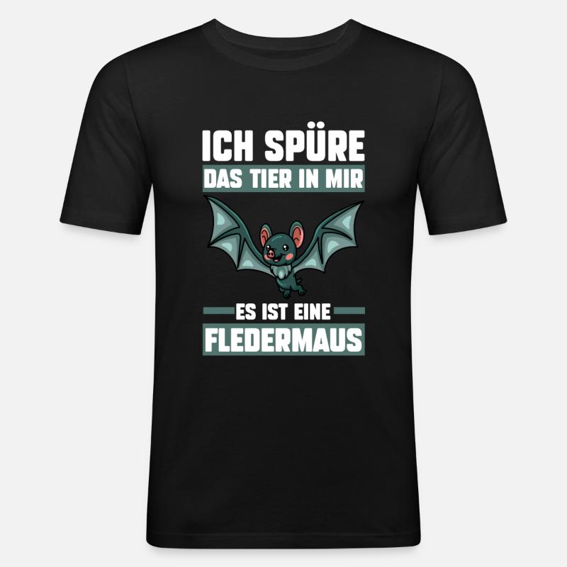 Fledermaus - Männer Slim Fit T-Shirt - Schwarz
