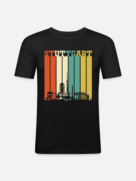 Stuttgart | Stuttgart Geschenk Skyline - Männer Slim Fit T-Shirt - Schwarz