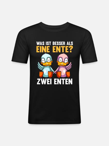 Ente Enten - Männer Slim Fit T-Shirt - Schwarz