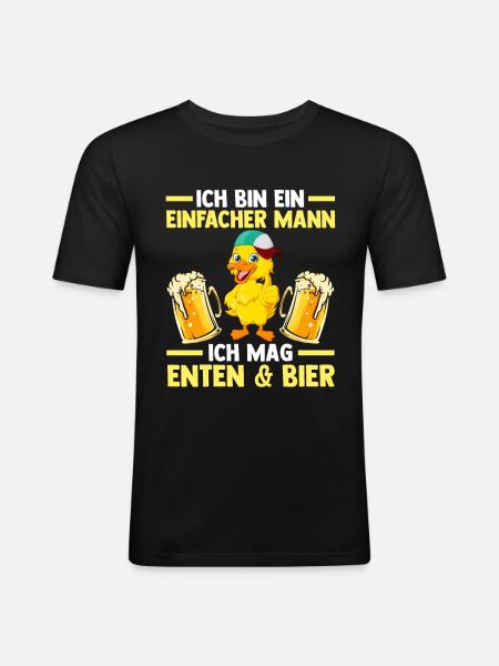 Ente Bier Enten - Männer Slim Fit T-Shirt - Schwarz