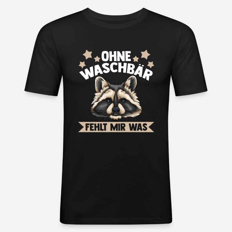 Zootier Waschbär Waschbären - Männer Slim Fit T-Shirt - Schwarz