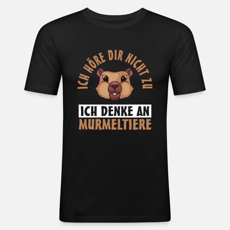 Murmeltier - Männer Slim Fit T-Shirt - Schwarz
