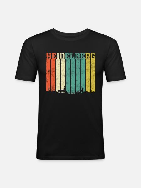 Heidelberg | Heidelberg Skyline - Männer Slim Fit T-Shirt - Schwarz