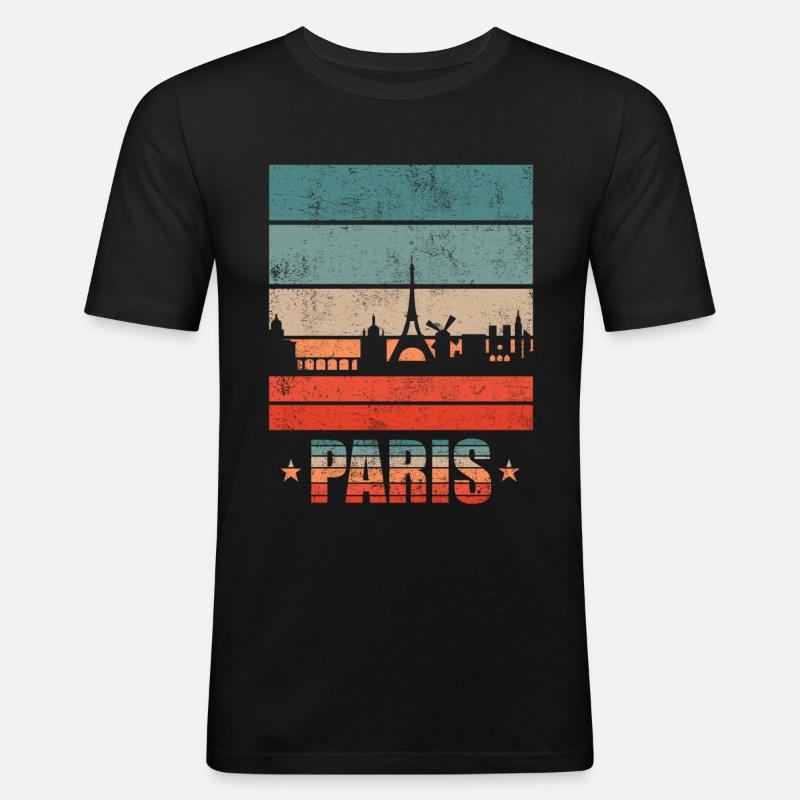 Städte Skyline Paris - Männer Slim Fit T-Shirt - Schwarz