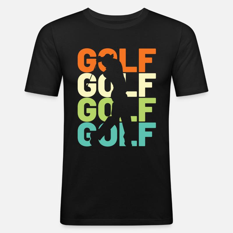 Golf Golfer Retro - Männer Slim Fit T-Shirt - Schwarz