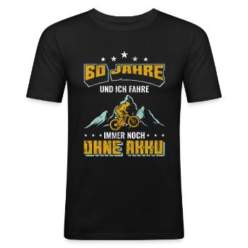 60 Geburtstag | Fahrrad Geburtstag Spruch - Männer Slim Fit T-Shirt - Schwarz - Vorne - Nik (191cm)