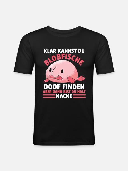 Blobfisch - Männer Slim Fit T-Shirt - Schwarz
