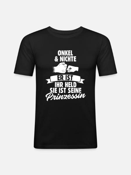 Onkel und Nichte - Männer Slim Fit T-Shirt - Schwarz