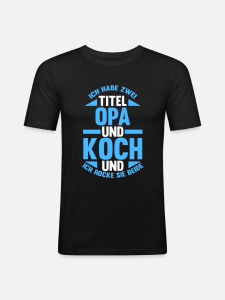 Küchenchef Opa Koch - Männer Slim Fit T-Shirt - Schwarz