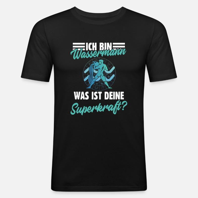 Sternzeichen Wassermann - Männer Slim Fit T-Shirt - Schwarz