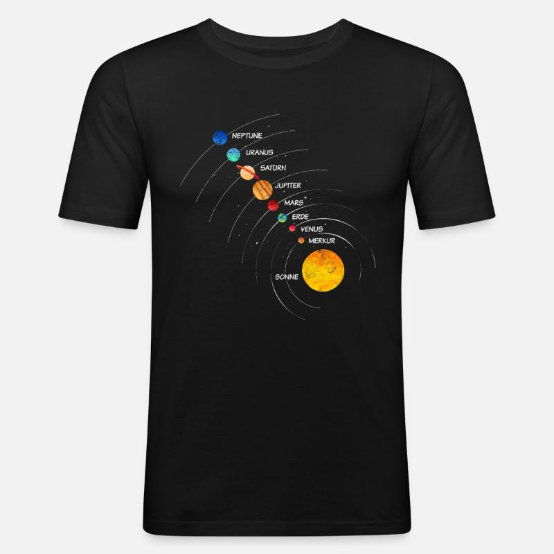 Sonnensystem - Männer Slim Fit T-Shirt - Schwarz