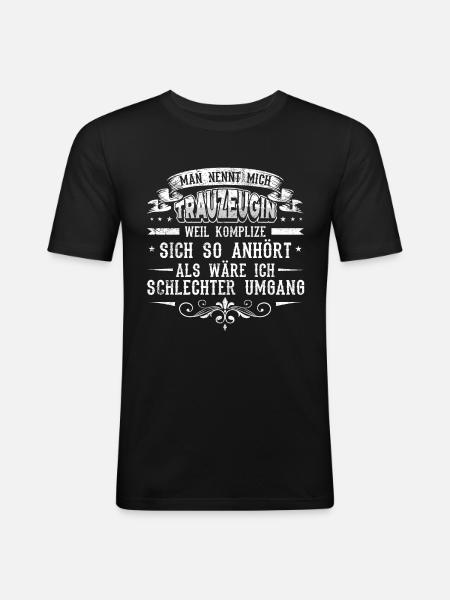 Trauzeugin - Männer Slim Fit T-Shirt - Schwarz