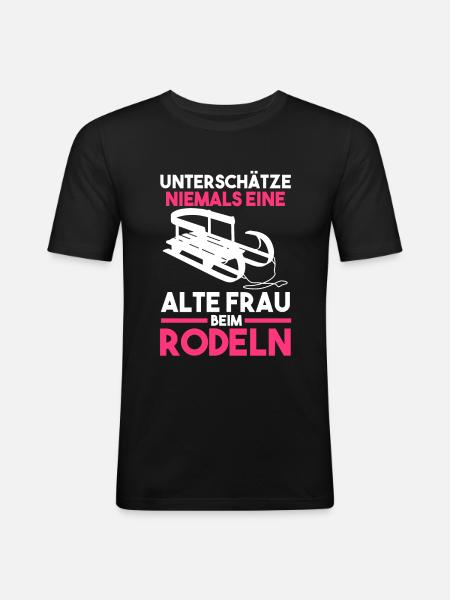 Schlitten Rodeln - Männer Slim Fit T-Shirt - Schwarz