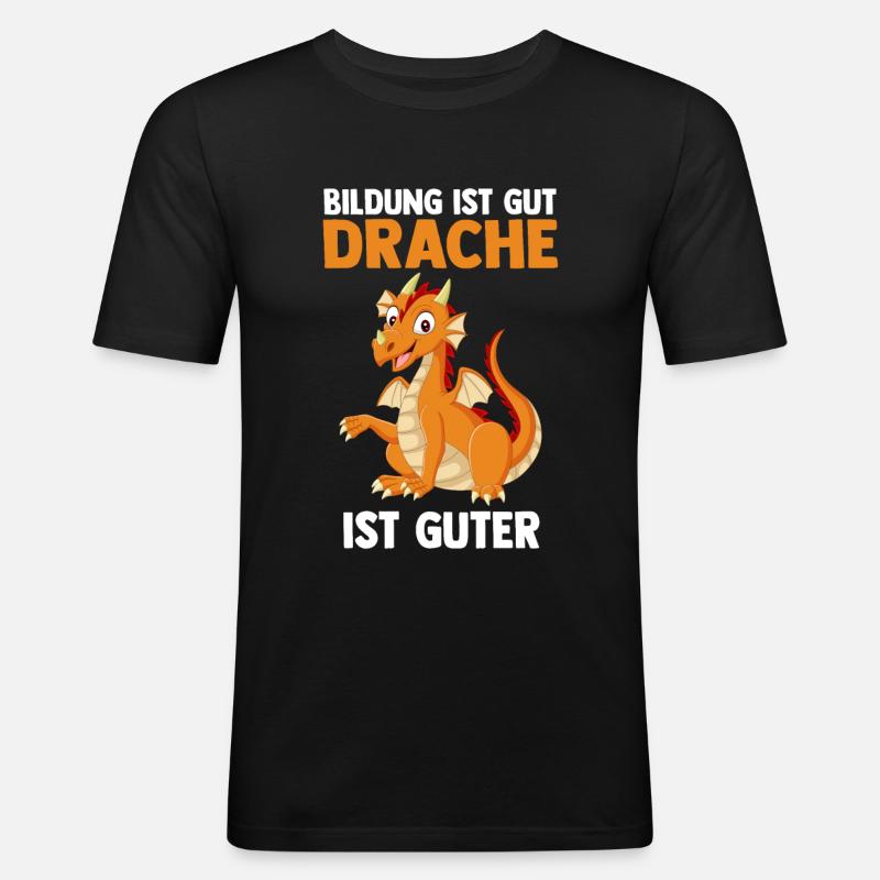 Drache Drachen - Männer Slim Fit T-Shirt - Schwarz