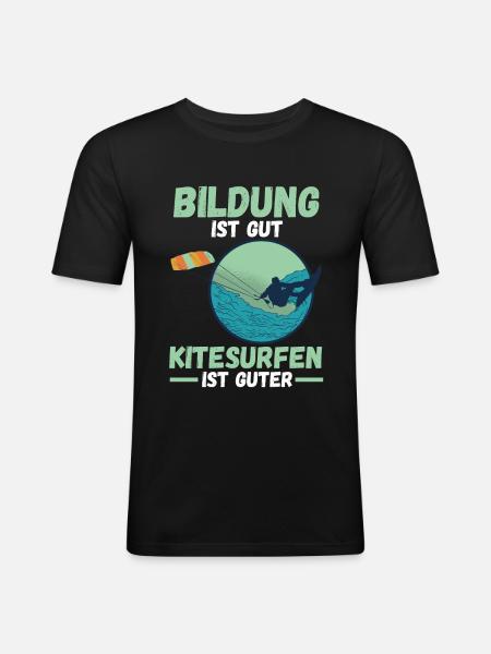 Kitesurfen Kitesurfer - Männer Slim Fit T-Shirt - Schwarz