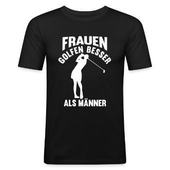 Golf - Männer Slim Fit T-Shirt - Schwarz - Vorne - Nik (191cm)