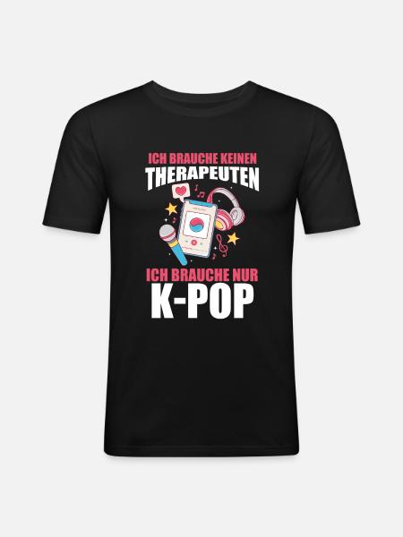 Therapie K-pop - Männer Slim Fit T-Shirt - Schwarz