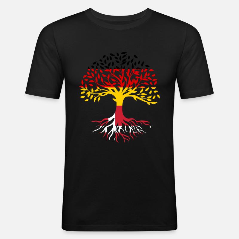 Roots Tree Germany Denmark - Men's Slim Fit T-Shirt - black