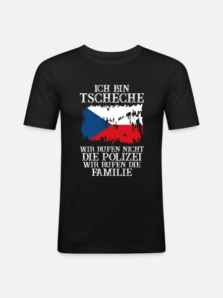 Tschechien Tscheche Tschechisches - Männer Slim Fit T-Shirt - Schwarz