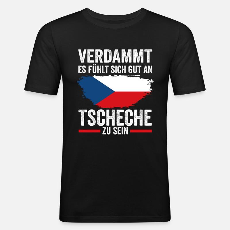 Tschechien Tscheche Tschechisches - Männer Slim Fit T-Shirt - Schwarz