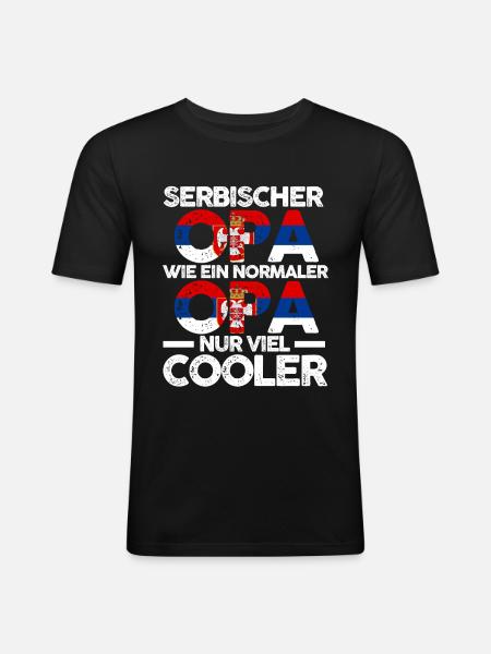 Serbischer Opa Serbe Serbien - Männer Slim Fit T-Shirt - Schwarz