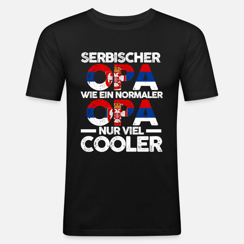 Serbischer Opa Serbe Serbien - Männer Slim Fit T-Shirt - Schwarz