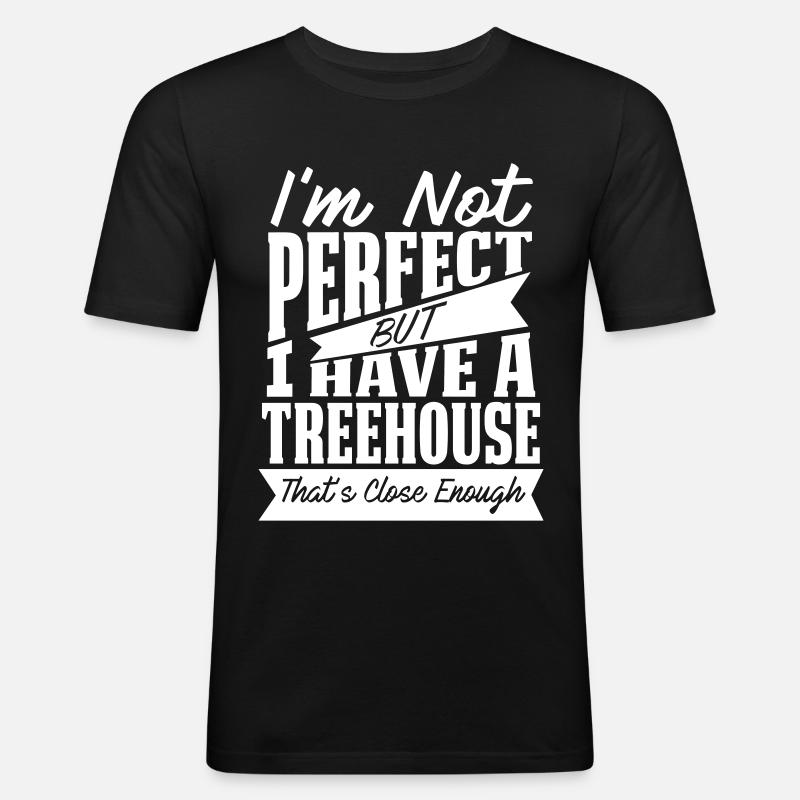 PERFEKT MIT TREEHOUSE - Männer Slim Fit T-Shirt - Schwarz