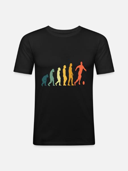 Fußball Retro Evolution - Männer Slim Fit T-Shirt - Schwarz