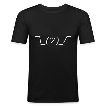 Shrug ascii ¯ \ _ (ツ) _ / ¯ Emoji graphic kaomoji - T-shirt près du corps Homme - noir - Devant - Nik (191cm)