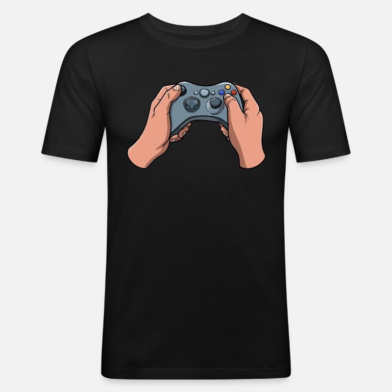 Gamer Controller - Männer Slim Fit T-Shirt - Schwarz