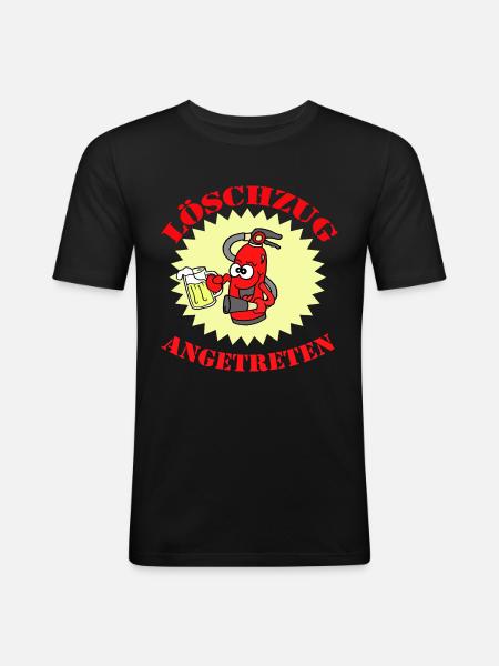 Löschzug angetreten - Männer Slim Fit T-Shirt - Schwarz