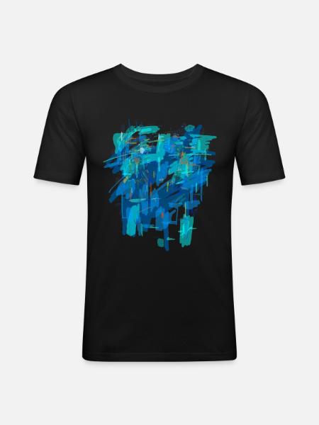 Blue background - Men's Slim Fit T-Shirt - black