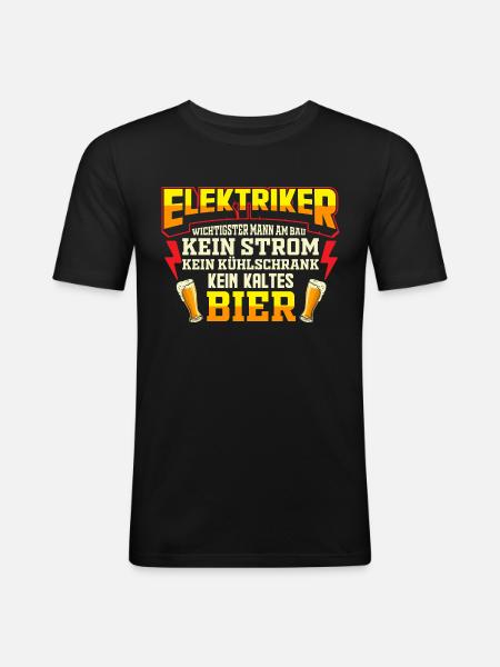 Elektriker Bier Trinkspruch Geschenk - Männer Slim Fit T-Shirt - Schwarz