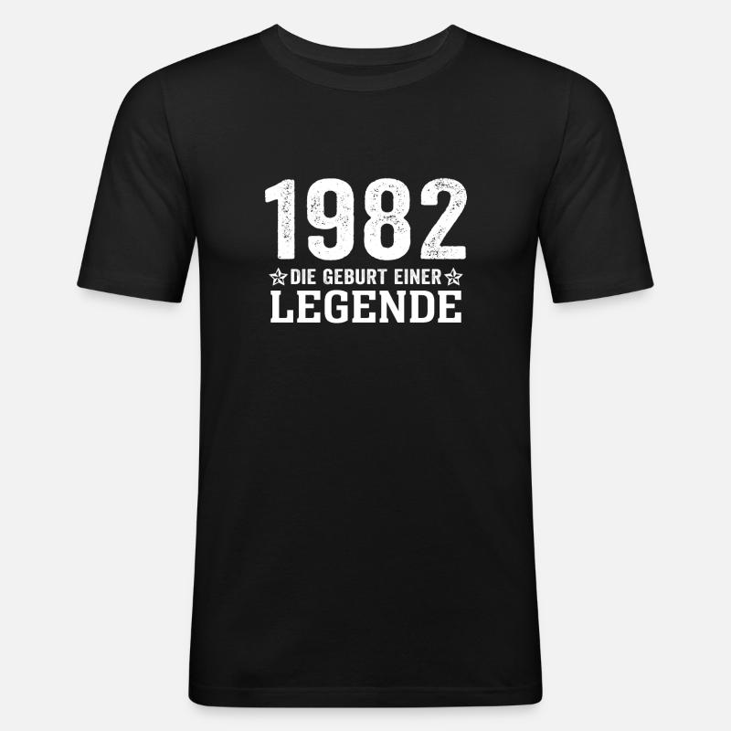 1982 Die Geburt einer Legende - Männer Slim Fit T-Shirt - Schwarz